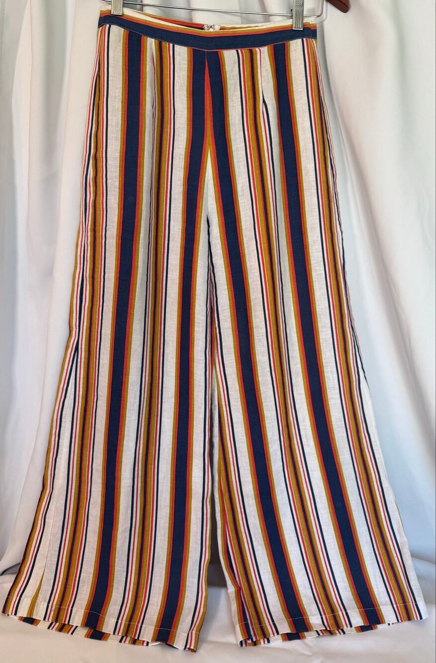 Faithfull the Brand Scelsi Wide-Leg Striped Linen Pants – Size S (AU 8 / US 4)
